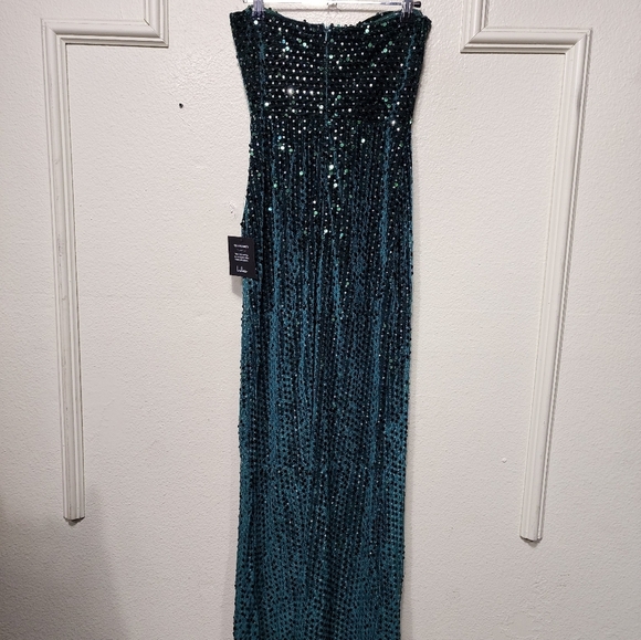 Lulus Memorable Sparkle Emerald Green Velvet Sequin Maxi Dress XS Wedding Party - Picture 9 of 10